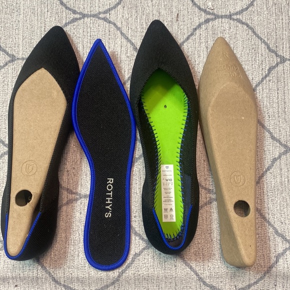 Rothy's Black Honeycomb Point Toe Flat Women's Size 10 - Picture 6 of 7